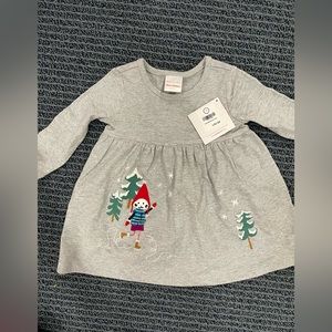 Hanna Andersson long sleeve dress with appliqué winter scene